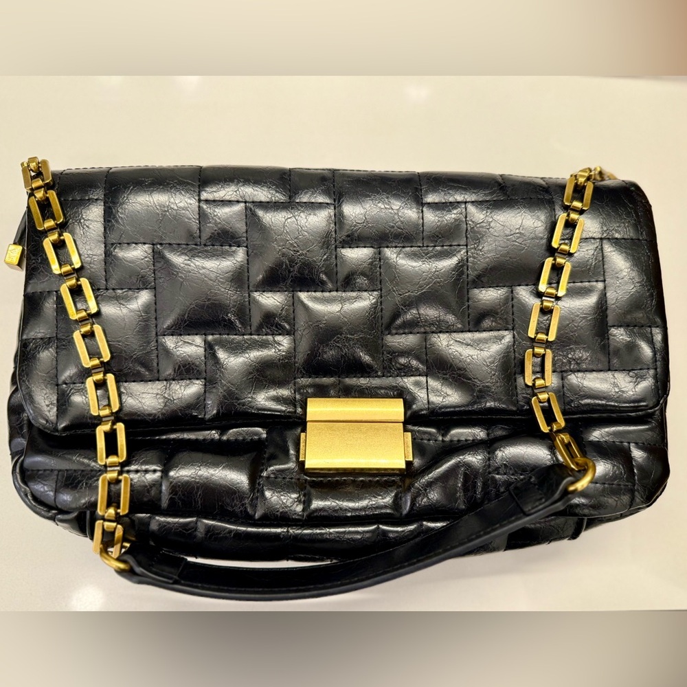 ZARA Elegant Black Quilted Chain Bag